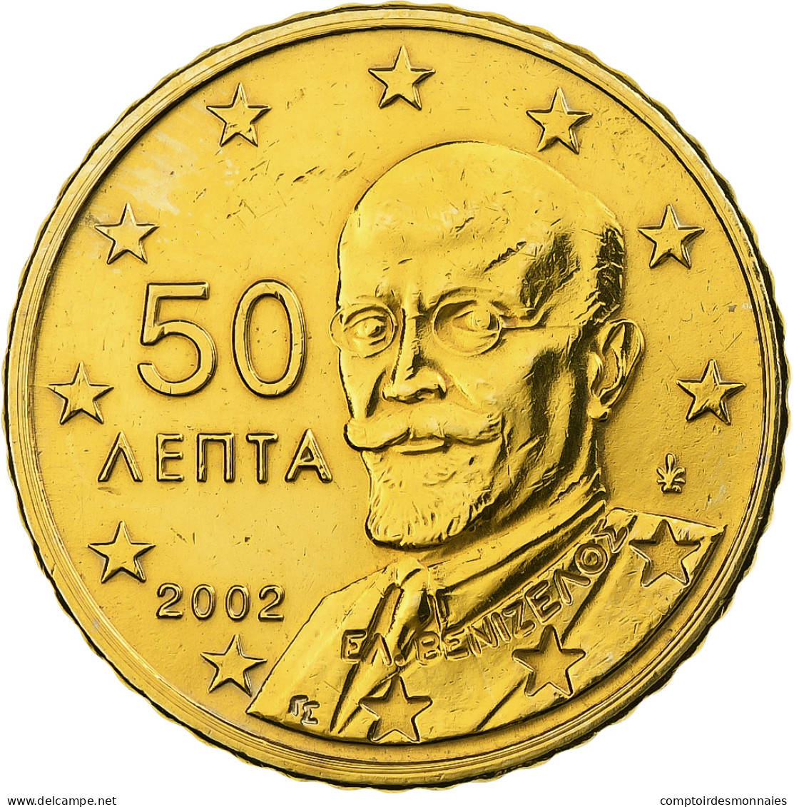 Grèce, 50 Euro Cent, 2002, Athènes, Or Nordique, TTB, KM:186 - Grecia