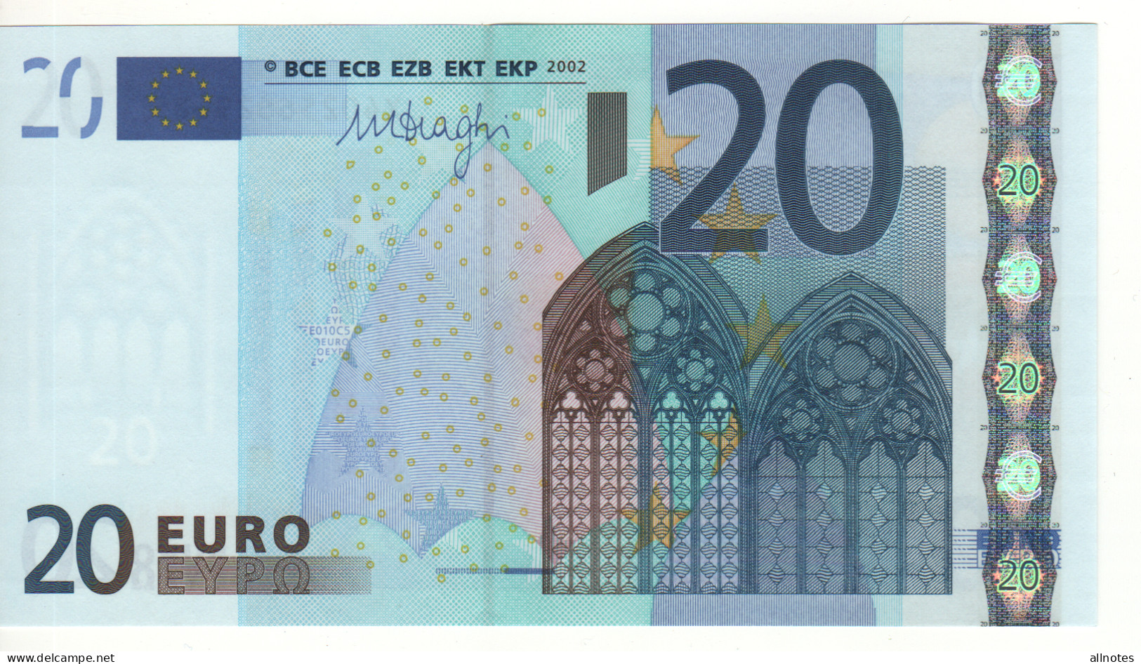 20 EURO  "X"   Germany    Firma DRAGHI    E 010 C5   X40  /  FDS  - UNC - 20 Euro