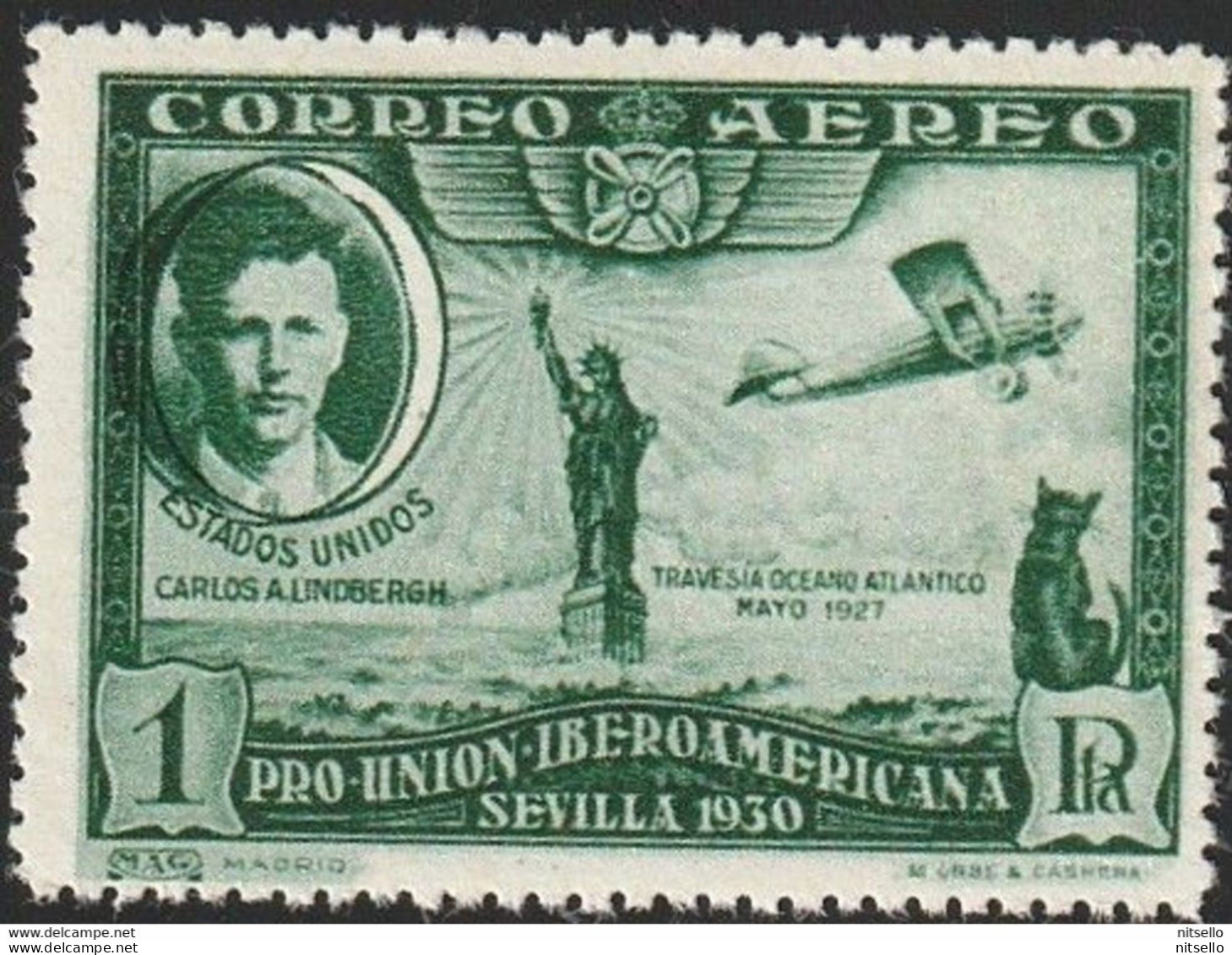 LOTE 1891 /// (C165) ESPAÑA 1930 EDIFIL Nº: 588 PRO UNION IBEROAMERICANA AEREA. EFIGIE DESPLAZADA Y CALCADA AL DORSO - Variedades & Curiosidades