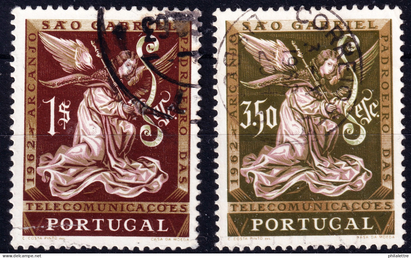 PORTUGAL - 1962 - Yv.896/7 / Mi.915/6 - Archange Gabriel, Saint Patron Des Télécommunications - Obl. TB / VFU - Used Stamps
