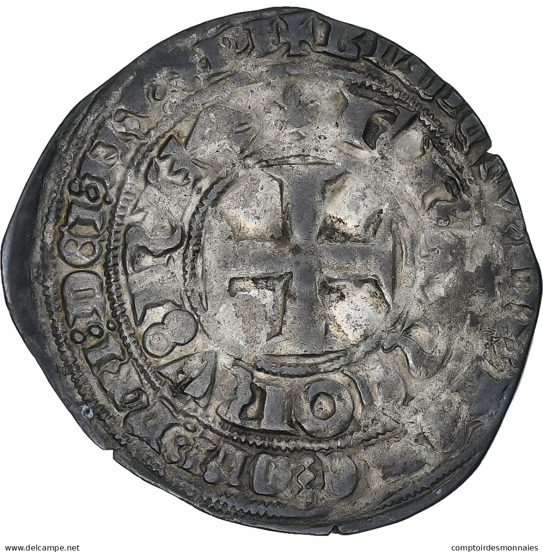 France, Charles V, Blanc Au K, 1365-1380, TTB, Billon, Duplessy:363 - 1364-1380 Karel V De Wijze