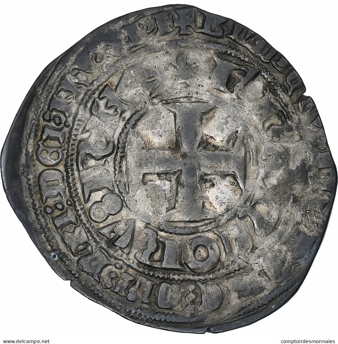France, Charles V, Blanc Au K, 1365-1380, TTB, Billon, Duplessy:363 - 1364-1380 Karl V. Der Weise