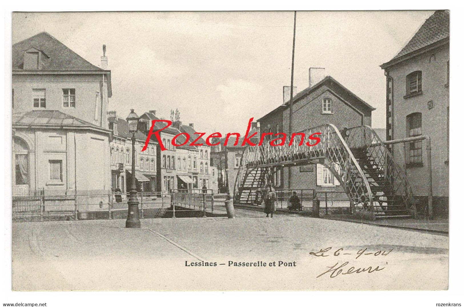 LESSINES 1904 Passerelle Et Pont CPA Rare Hainaut Henegouwen - Lessines