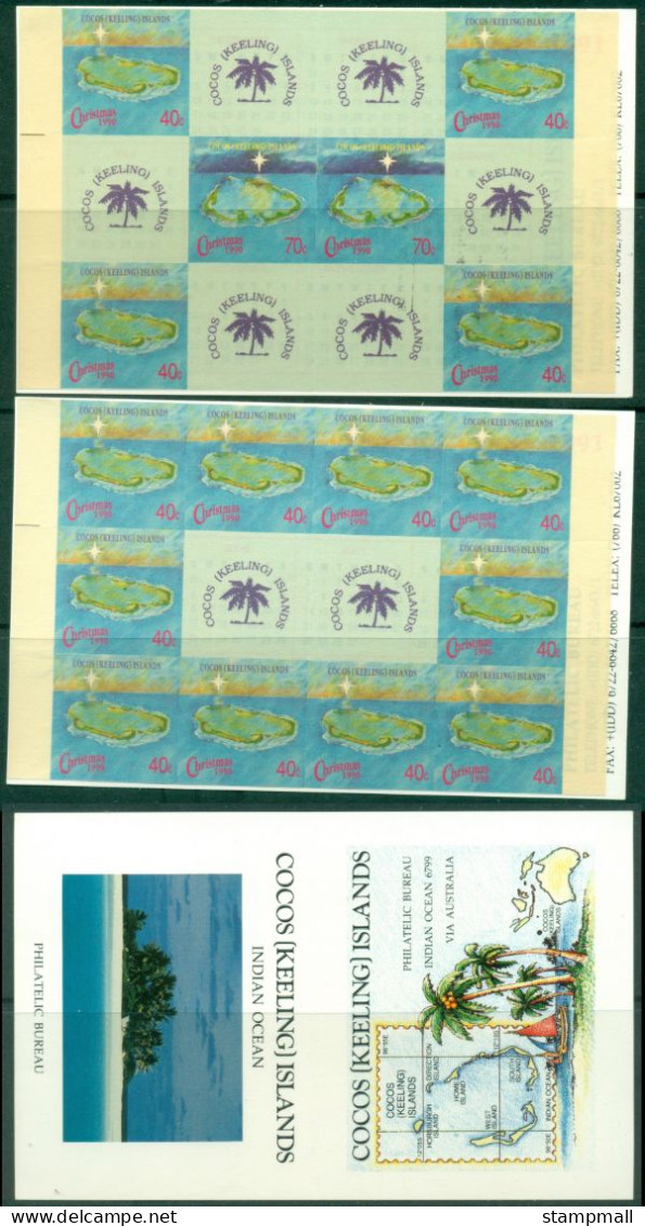 Cocos Keeling Is 1990 Xmas P&S 2x Booklets, $3,4 MUH - Cocos (Keeling) Islands