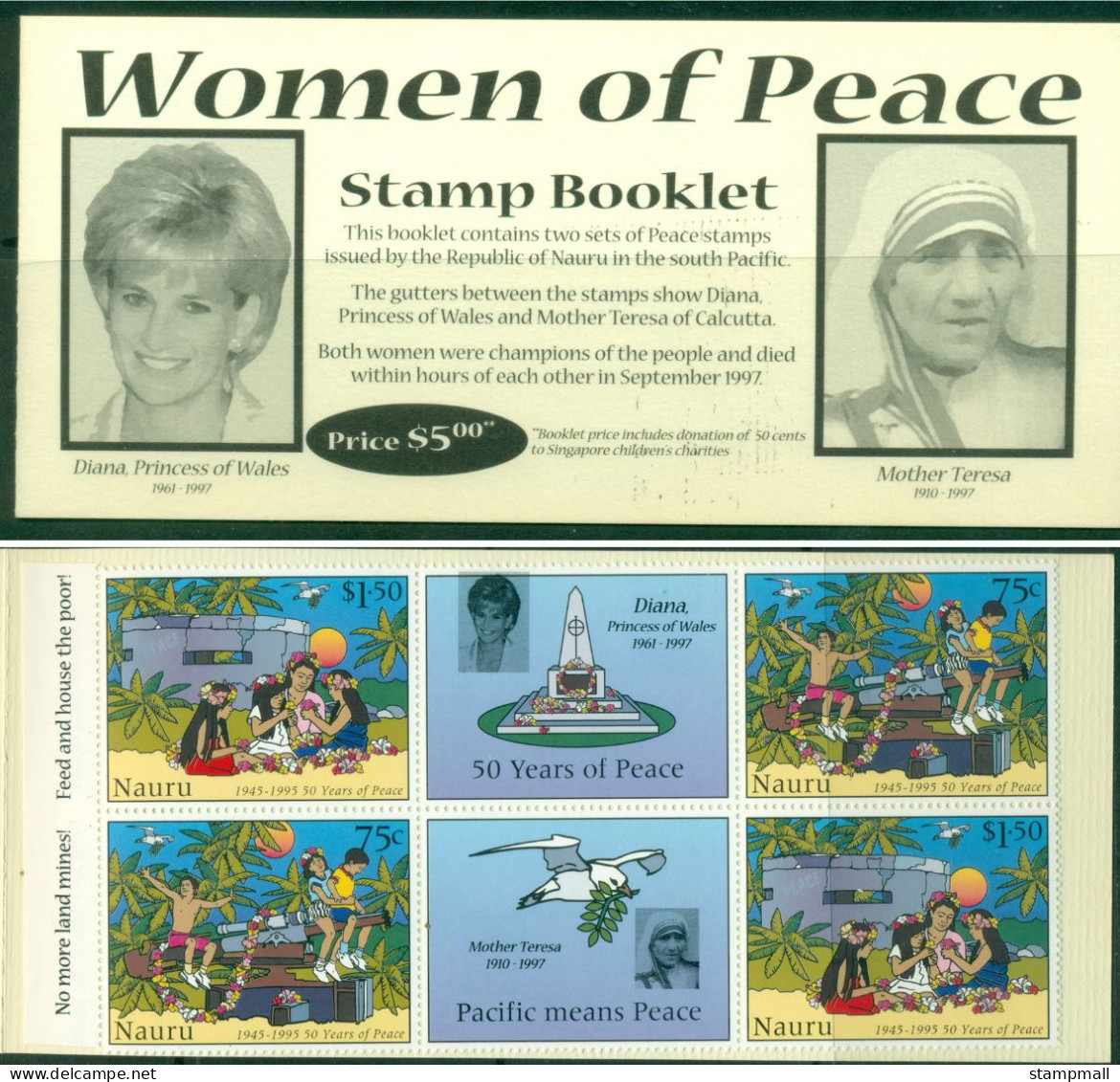 Nauru 1997 Women Of Peace , Diana, Mother Teresa Booklet MUH - Nauru