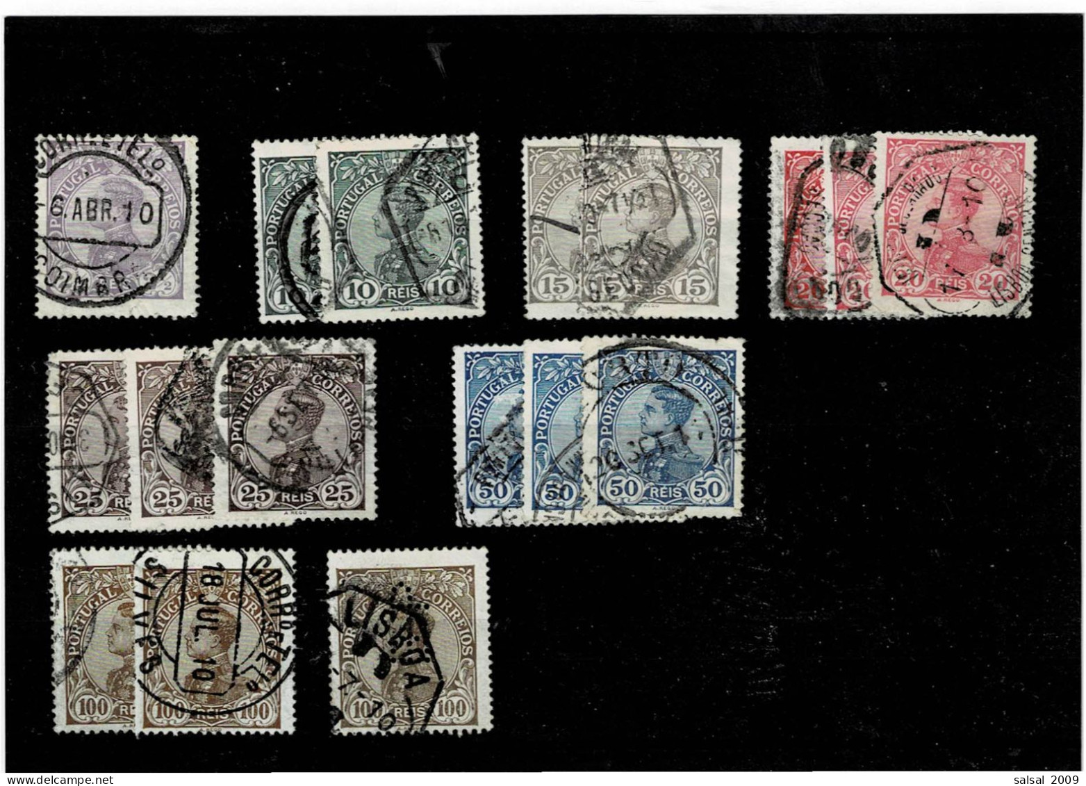 PORTOGALLO ,"Re Manuel II",17 Pezzi Usati ,1 PERFIN ,qualita Buona - Used Stamps