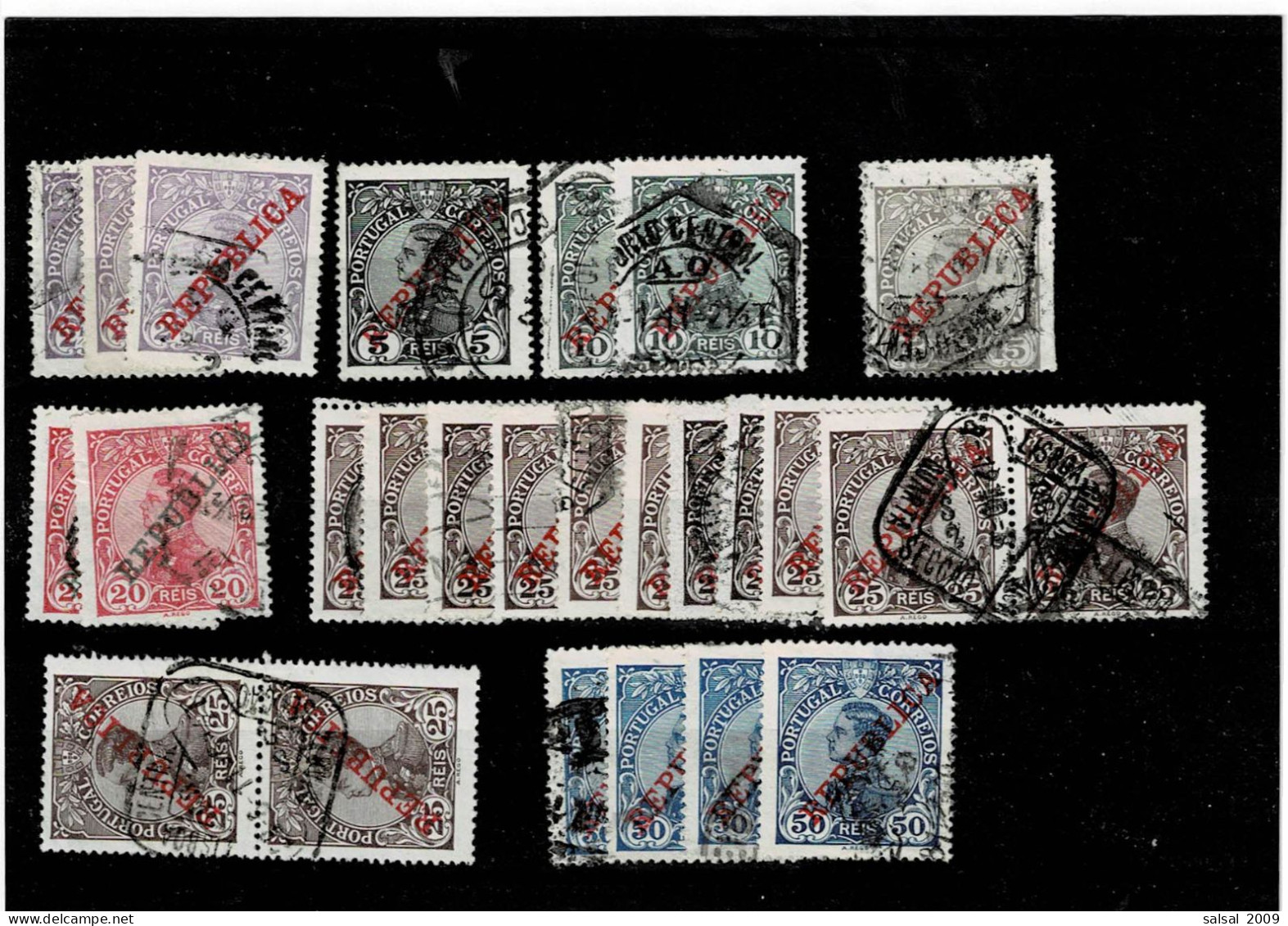 PORTOGALLO ,"Re Manuel II",con Soprastampa ,26 Pezzi Usati ,qualita Buona - Used Stamps