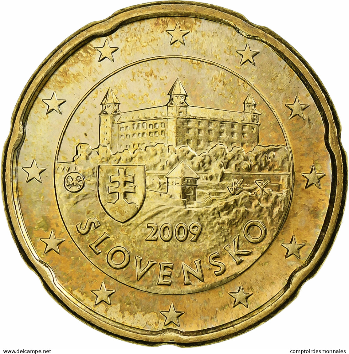 Slovaquie, 20 Euro Cent, 2009, Kremnica, BU, SPL, Or Nordique, KM:99 - Slowakei