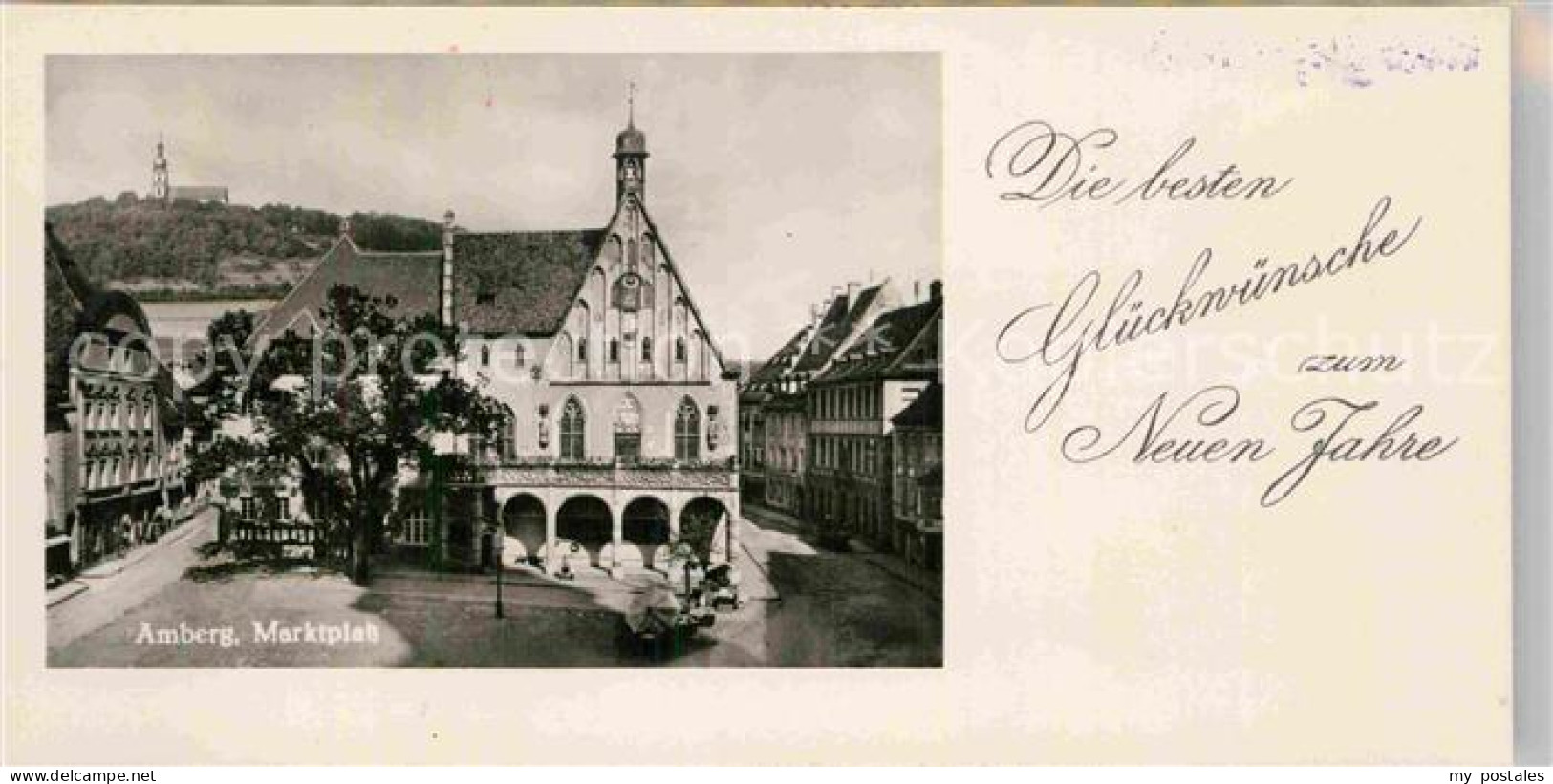 42808618 Amberg Oberpfalz Marktplatz Neujahrskarte Amberg - Amberg