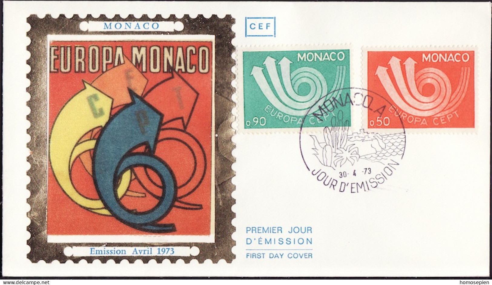 Europa CEPT 1973 Monaco FDC5 Y&T N°917 à 918 - Michel N°1073 à 1074 - 1973