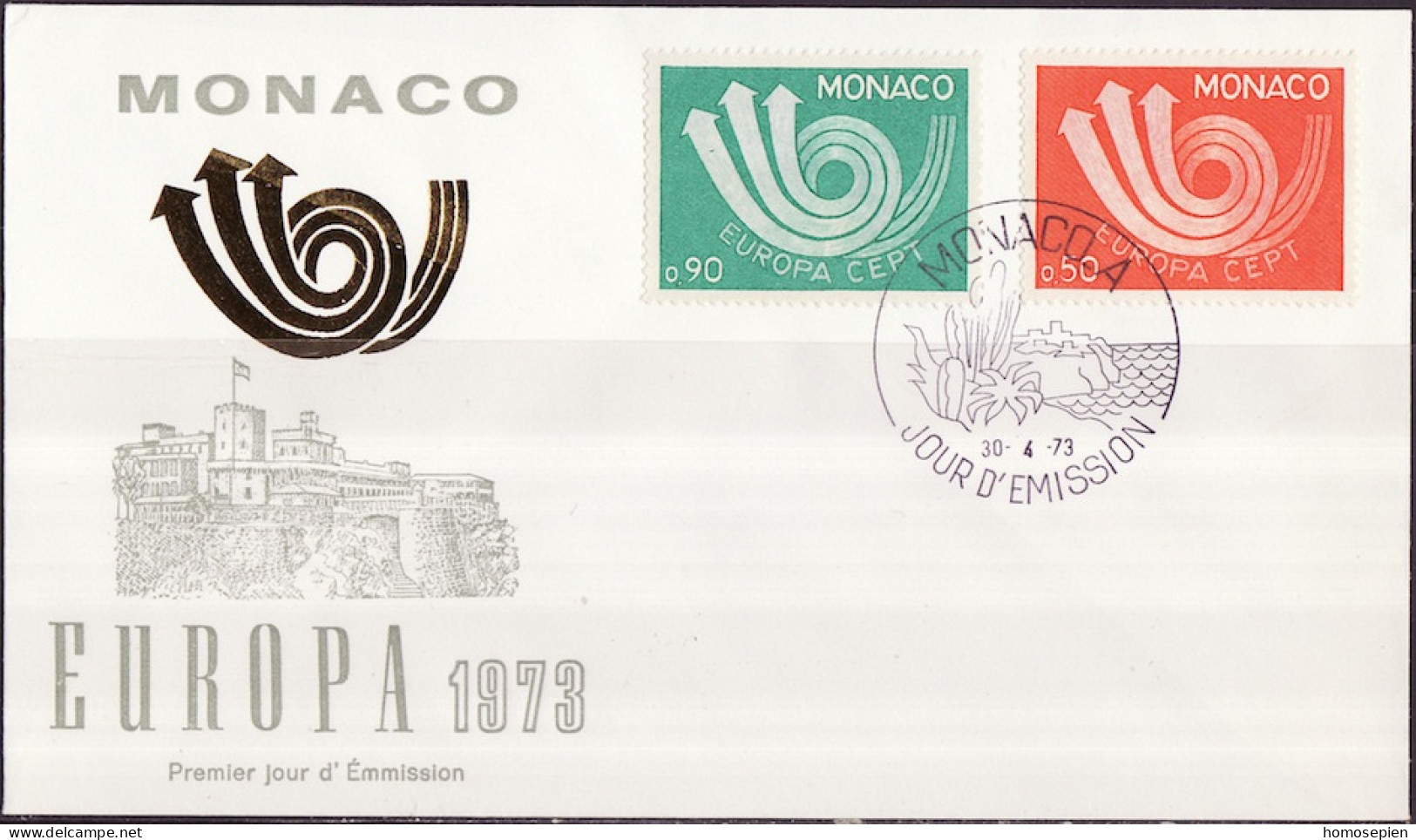 Europa CEPT 1973 Monaco FDC6 Y&T N°917 à 918 - Michel N°1073 à 1074 - 1973