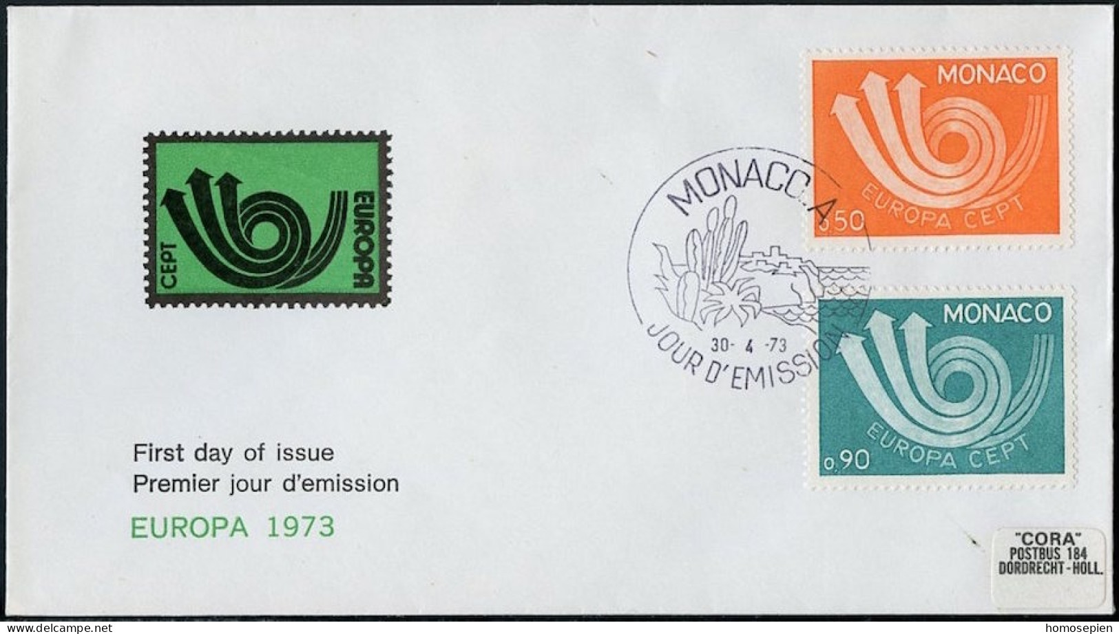 Europa CEPT 1973 Monaco FDC7 Y&T N°917 à 918 - Michel N°1073 à 1074 - 1973