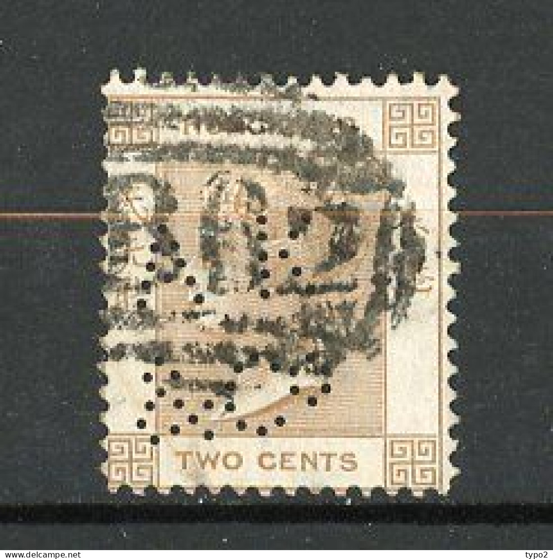 H-K  Yv. N° 8 ; SG N° 8 Fil CC  (o)  2c Bistre Victoria Perforé  Cote  10  Euro BE   2 Scans - Gebraucht