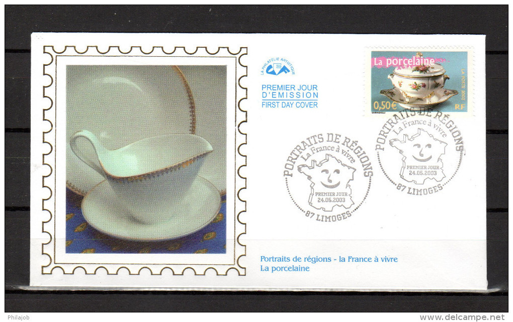 Enveloppe 1er Jour En Soie De 2003 N° YT 3568 " LA FRANCE A VIVRE 2003 : LA PORCELAINE " En Parfait état. FDC - Porcelana