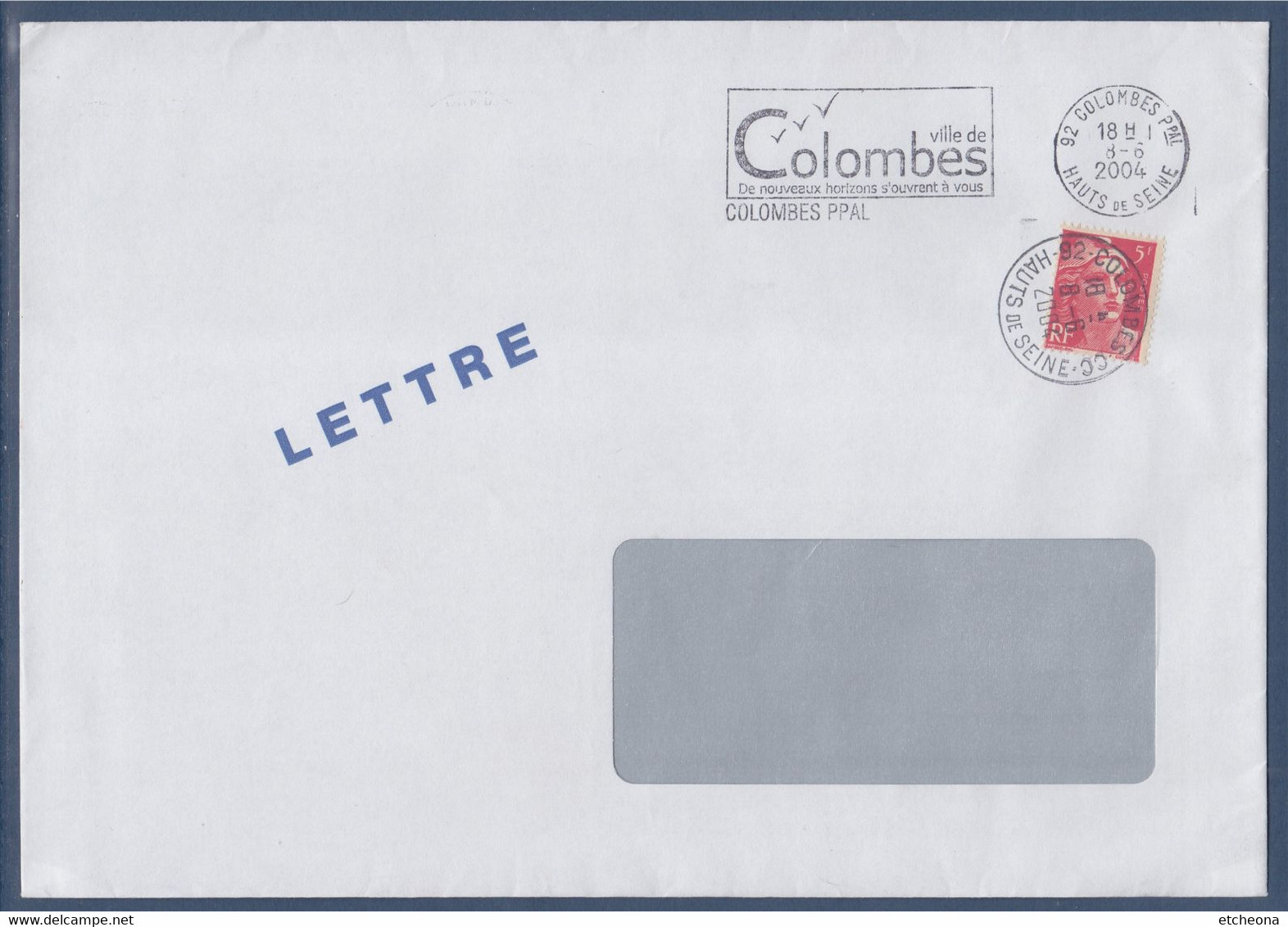 Marianne De Gandon N°719A De 1945/47 Sur Enveloppe Colombes 8.6.2004 - Lettres & Documents
