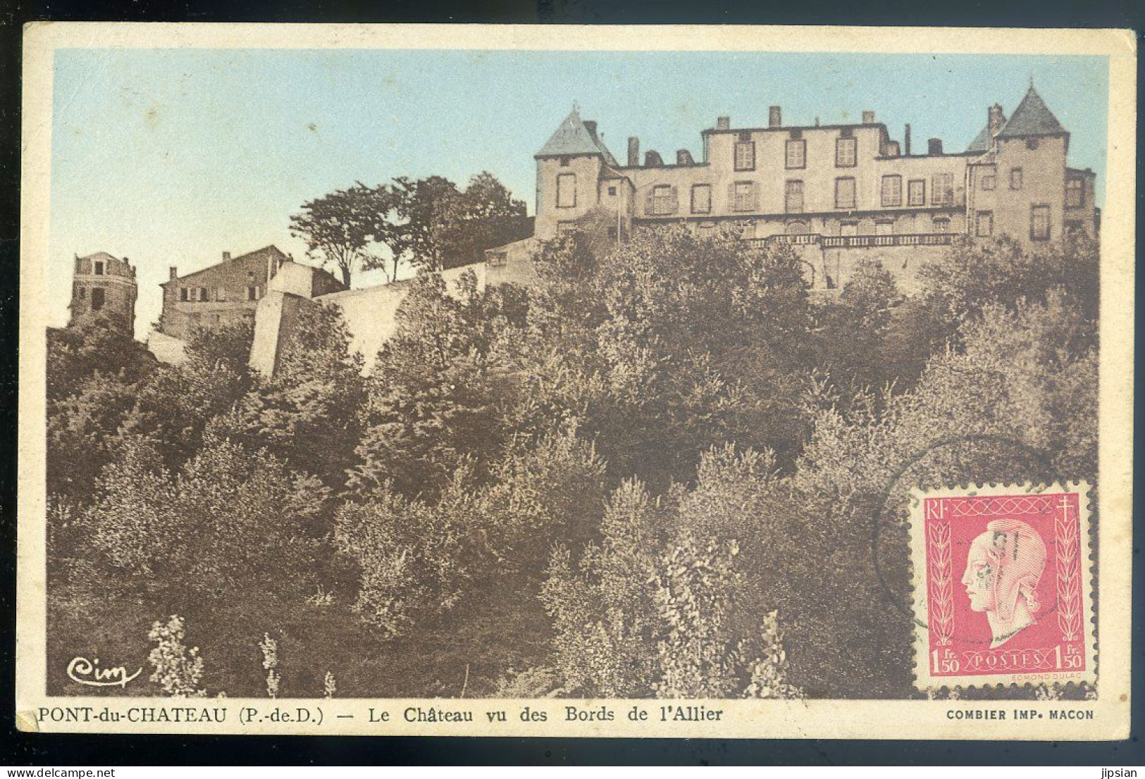 Cpa Du 63  Pont Du Château -- Le Château Vu Des Bords De L' Allier    LION22 - Pont Du Chateau