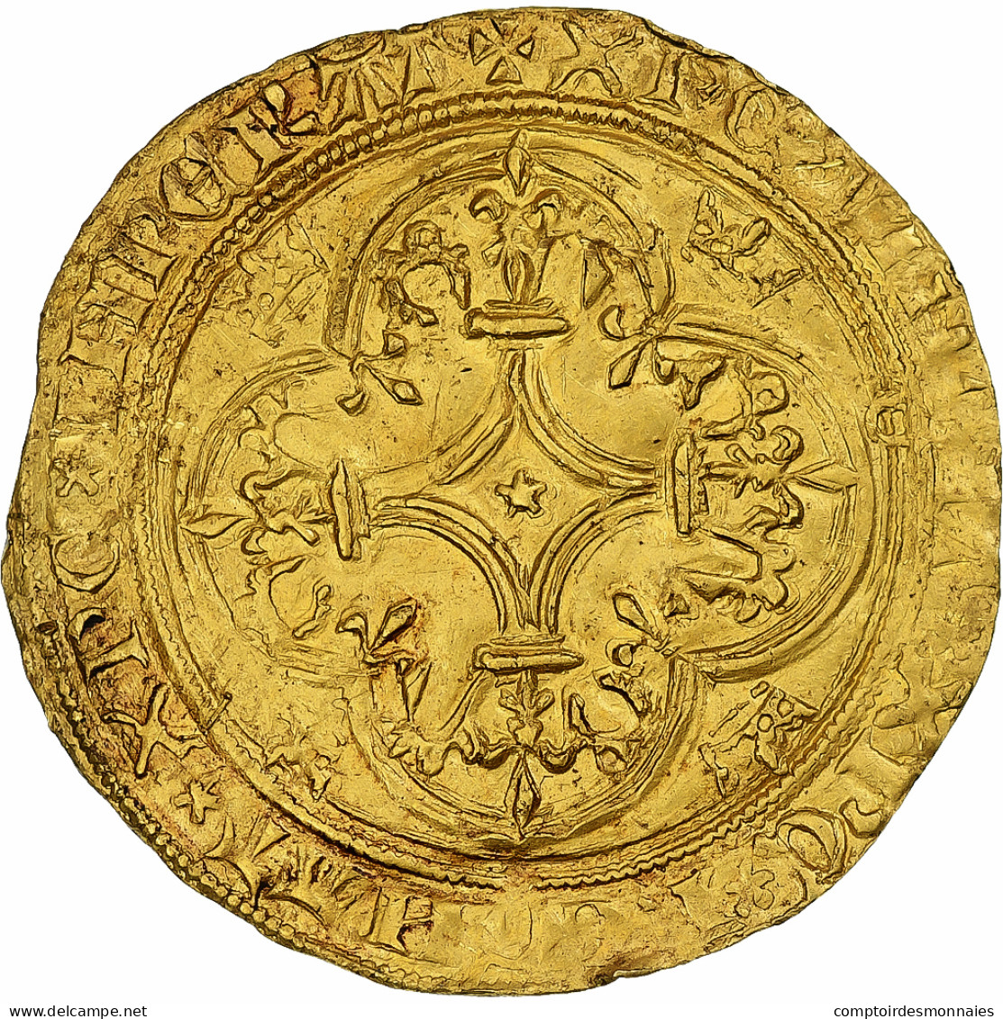 France, Charles VI, Écu D'or à La Couronne, 1420-1422, Angers, 8th Emission - 1380-1422 Charles VI Le Fol