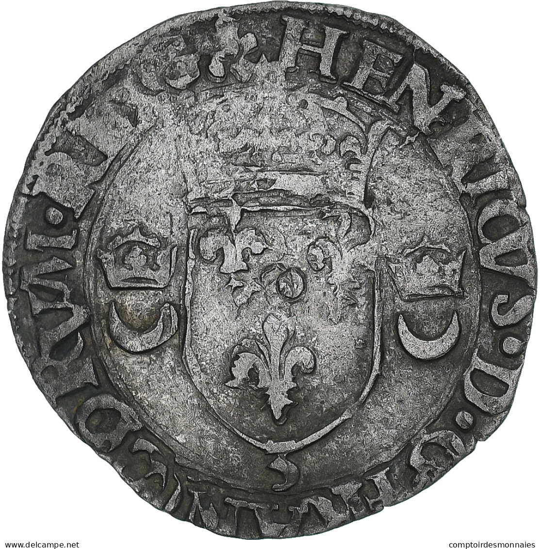 France, Henri II, Douzain Aux Croissants, 1549, Grenoble, TTB, Billon - 1547-1559 Heinrich II.