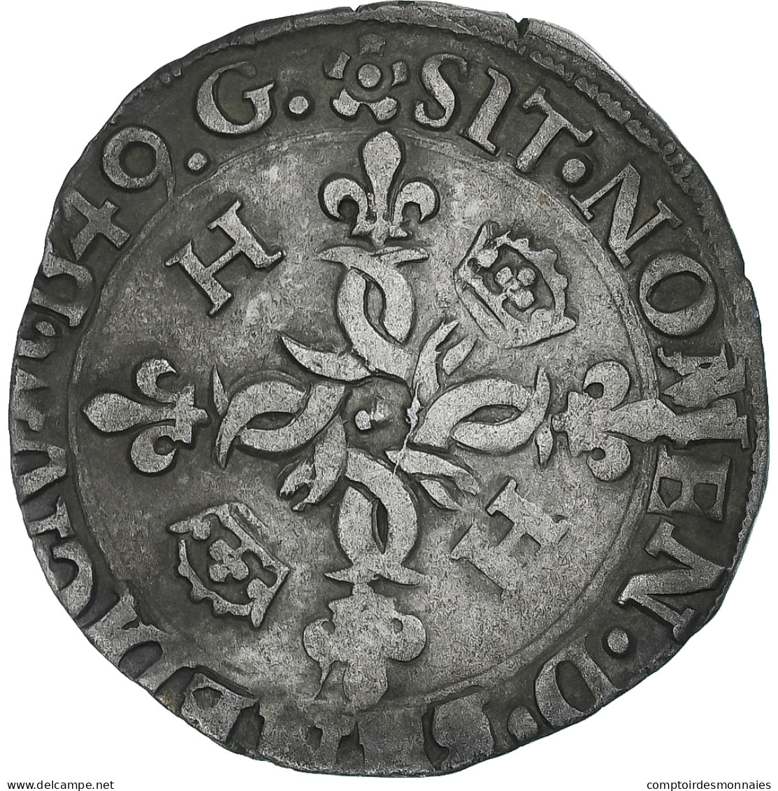 France, Henri II, Douzain Aux Croissants, 1549, Grenoble, TTB, Billon - 1547-1559 Henri II