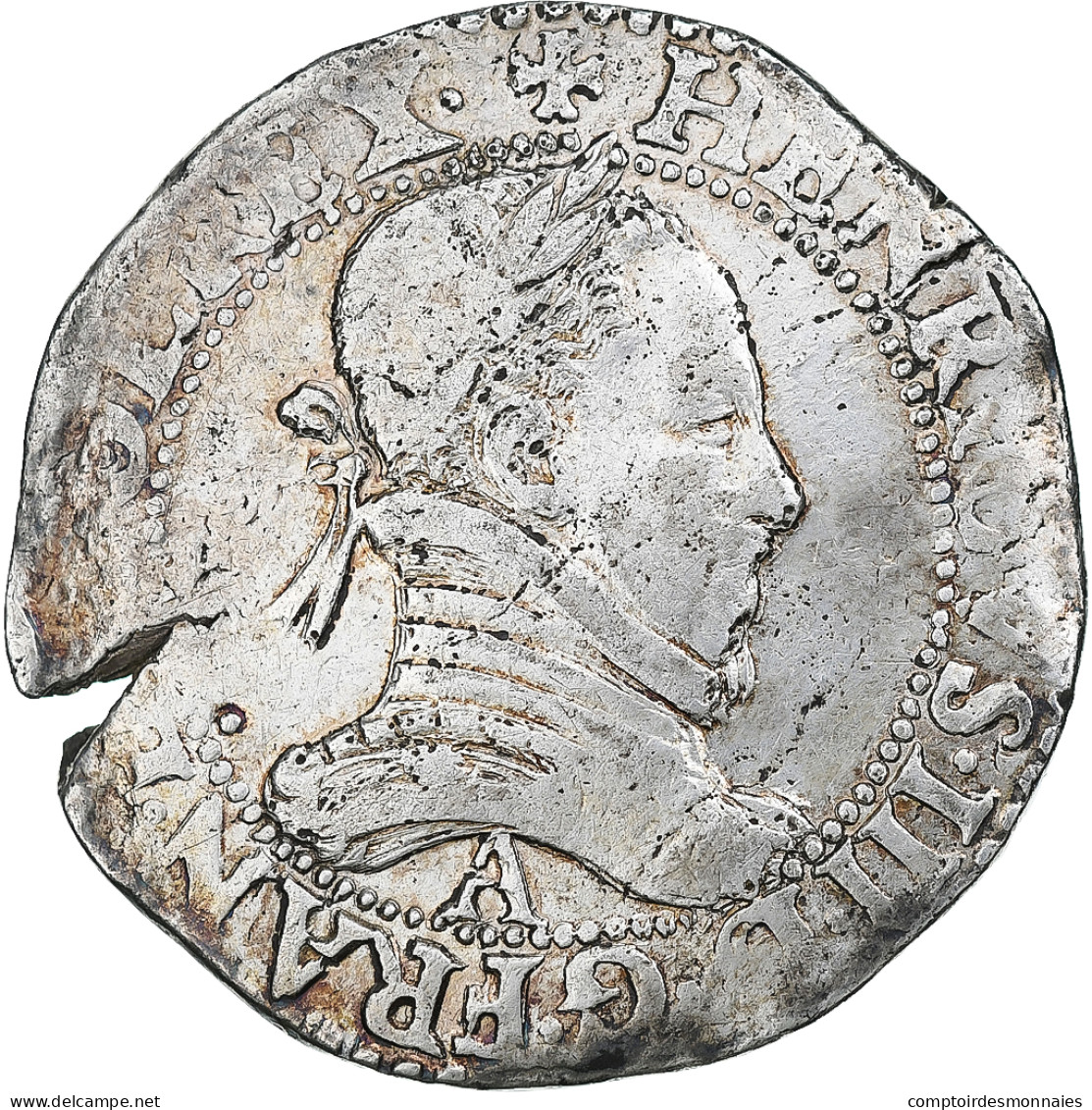 France, Henri III, Franc Au Col Plat, 1577, Paris, TB+, Argent, Gadoury:496 - 1574-1589 Henri III