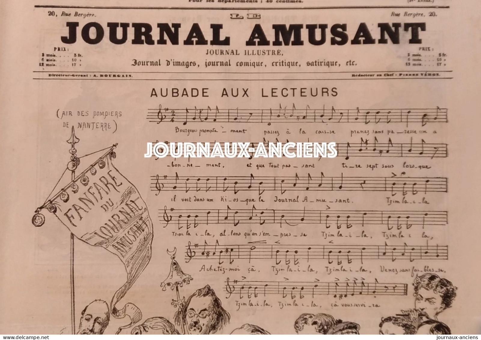1878 POMPIERS DE NANTERRE - FANFARE DU JOURNAL AMUSANT - AUBADE AUX LECTEURS - LE JOURNAL AMUSANT - Firemen