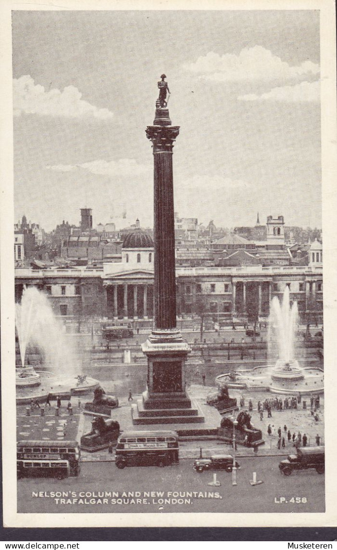 United Kingdom PPC Nelsons Column And New Fountains, Trafalgar Square, London CHELSEA 1953 Denmark (2 Scans) - Trafalgar Square