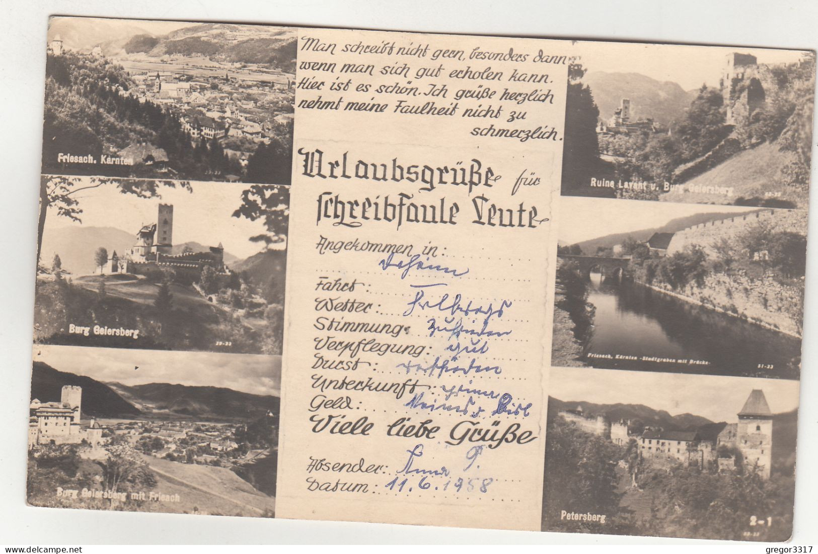 E461) FRIESACH In Kärnten  -- Alte Mehrbild AK - Geiersberg Stadtgraben Petersberg Etc. - Friesach