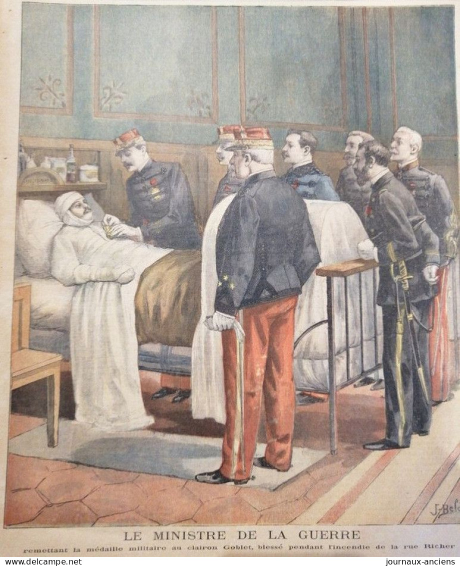 1894 POMPIERS DE PARIS - INCENDIE RUE RICHER - CLAIRON GOBLET - MINISTRE DE LA GUERRE - Magazine " LE PETIT JOURNAL " - Bomberos