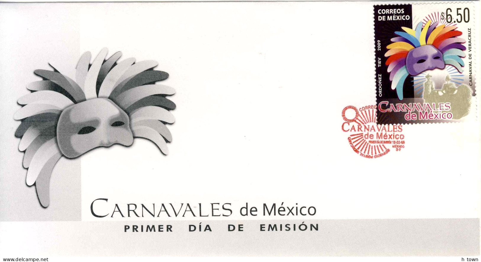 718  Carnaval De Mexique: Env. Premier Jour 2009 -  Carnival FDC From Mexico - Carnevale