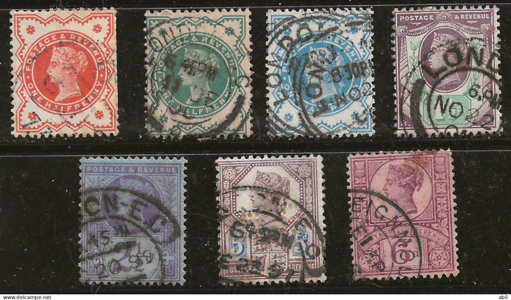 Grande-Bretagne 1887-1900 N° Y&T :  91 à 93,95,99 Et 100 Obl. - Used Stamps