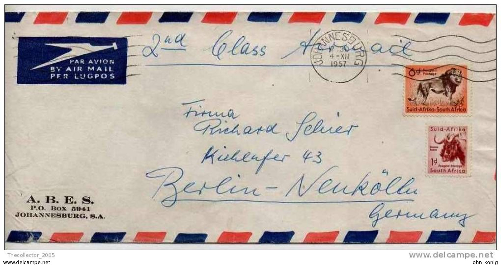 Sudafrica - South Africa - Lettera Busta Letter Cover Briefe - From South Africa To Germany (anni '50 - From'50s) - FDC