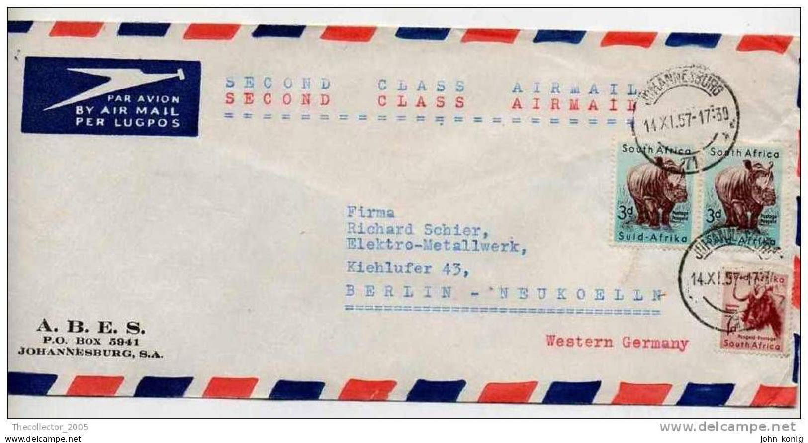 Sudafrica - South Africa - Lettera Busta Letter Cover Briefe - From South Africa To Germany (anni '50 - From'50s) - FDC