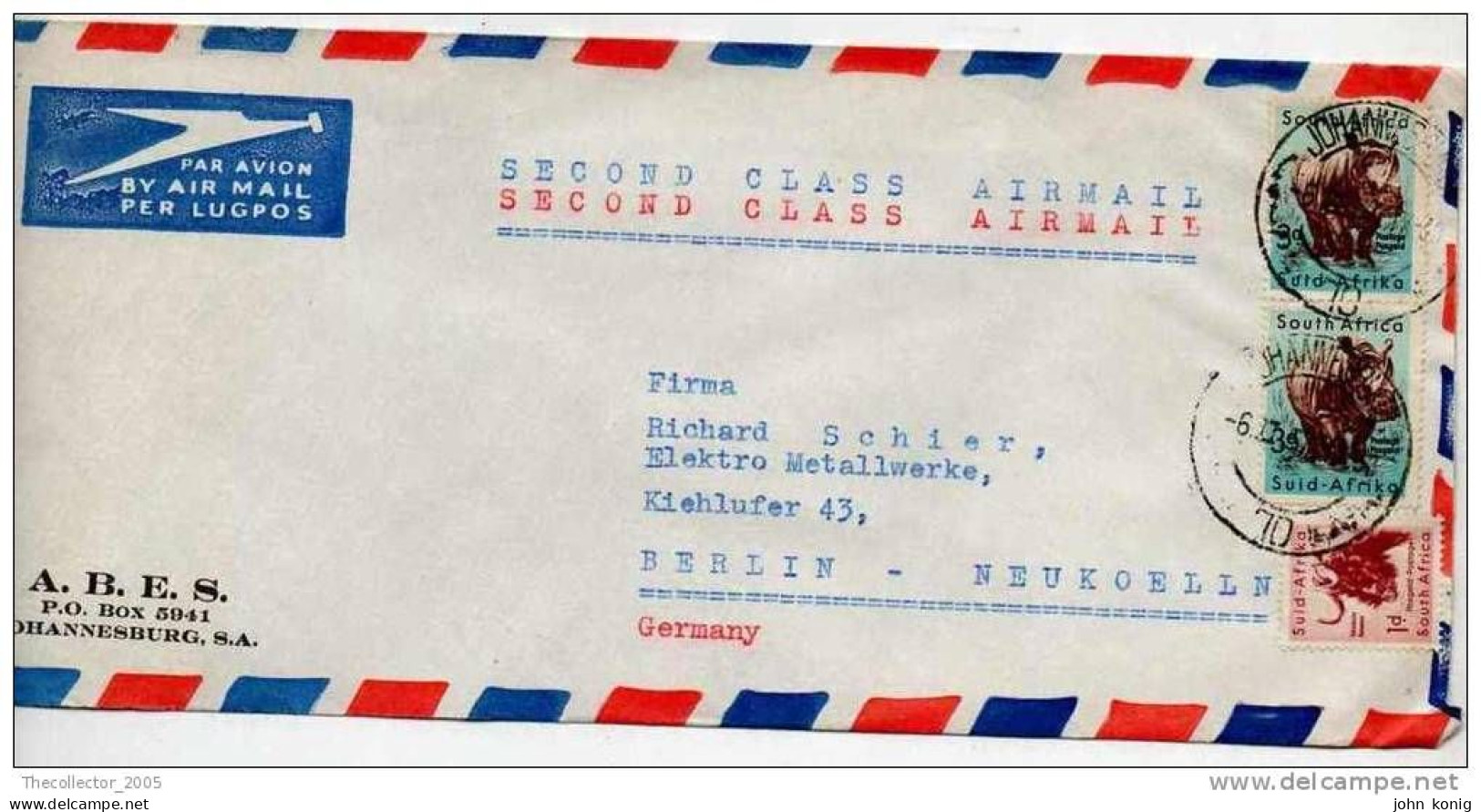 Sudafrica - South Africa - Lettera Busta Letter Cover Briefe - From South Africa To Germany (anni '50 - From'50s) - FDC