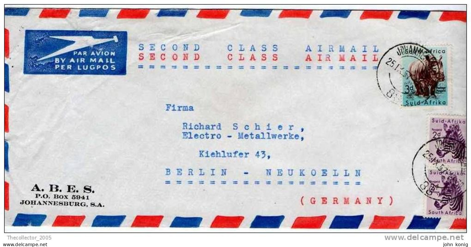 Sudafrica - South Africa - Lettera Busta Letter Cover Briefe - From South Africa To Germany (anni '50 - From'50s) - FDC