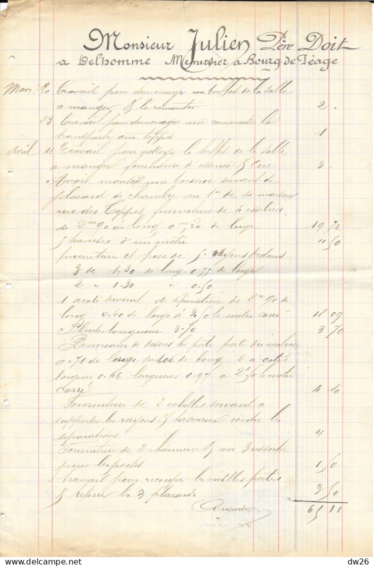 Lot De 13 Documents Commerciaux Et Factures - Entreprise Jullien, Chapelier à Bourg-de-Péage (Drôme) 1890 Environ - 1800 – 1899