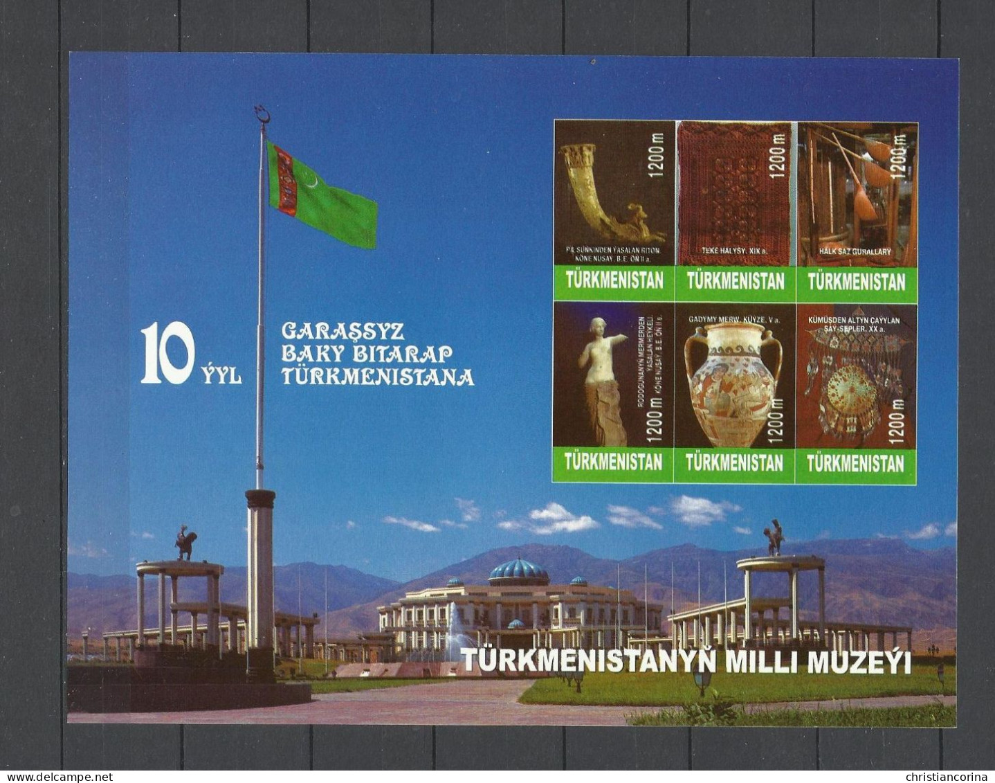 TURKMENISTAN 2001 10th ANNIVERSARY OF INDEPENDENCE - 7 MINISHEETS - Turkmenistan