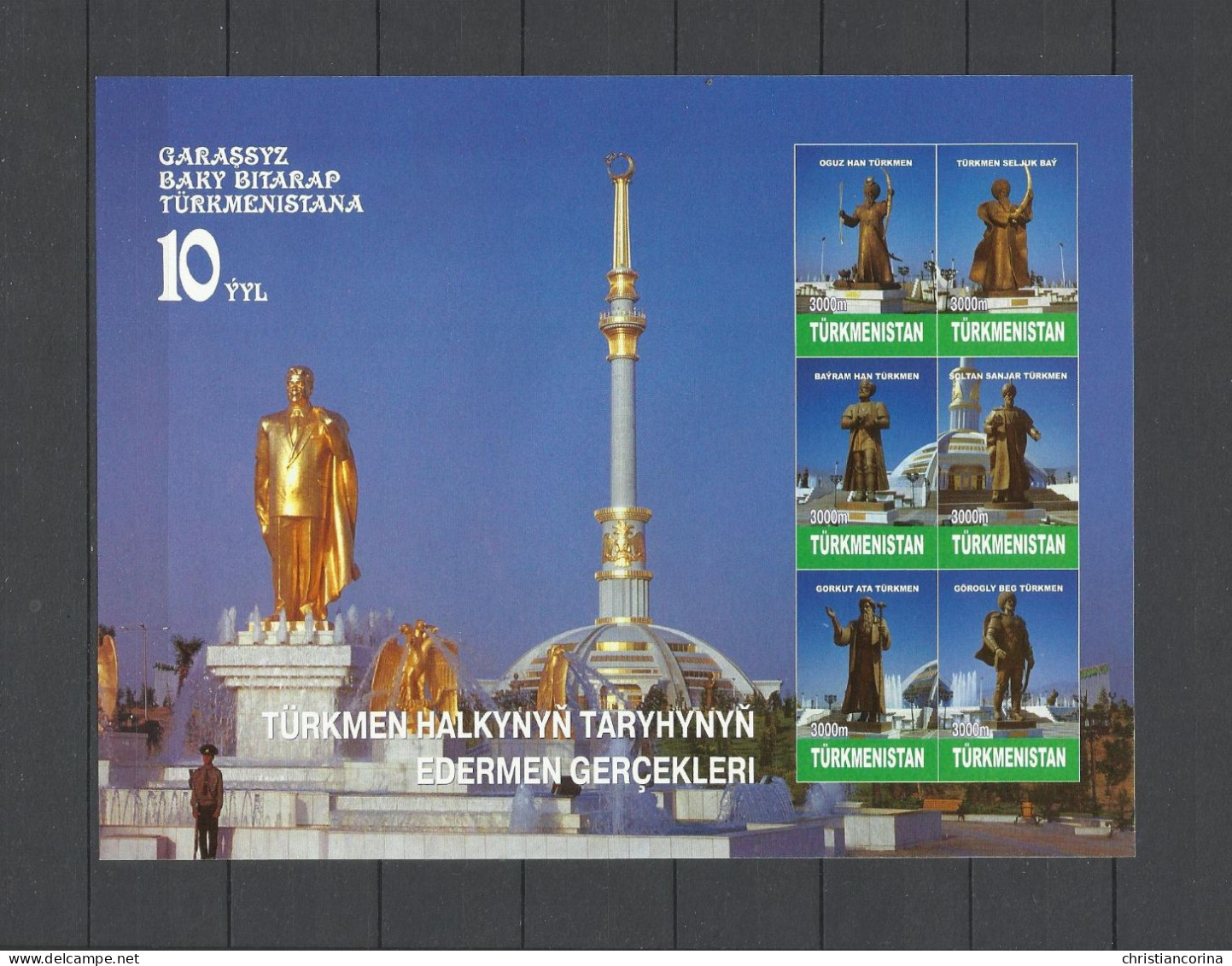 TURKMENISTAN 2001 10th ANNIVERSARY OF INDEPENDENCE - 7 MINISHEETS - Turkmenistan