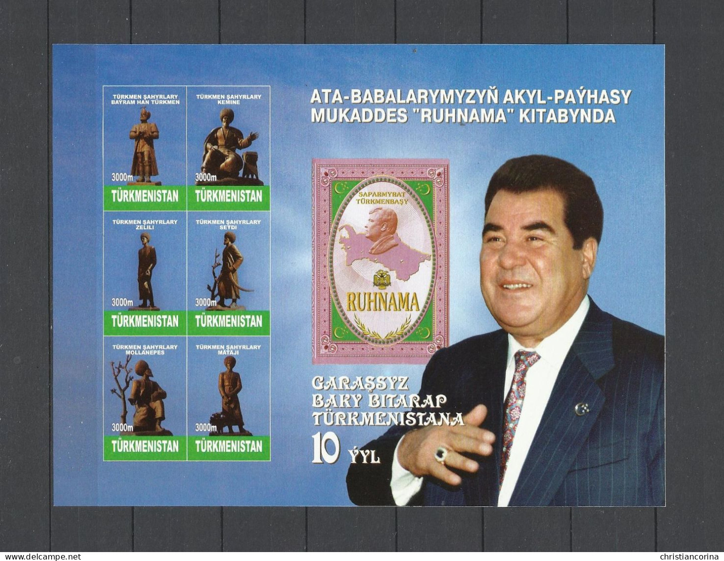 TURKMENISTAN 2001 10th ANNIVERSARY OF INDEPENDENCE - 7 MINISHEETS - Turkménistan