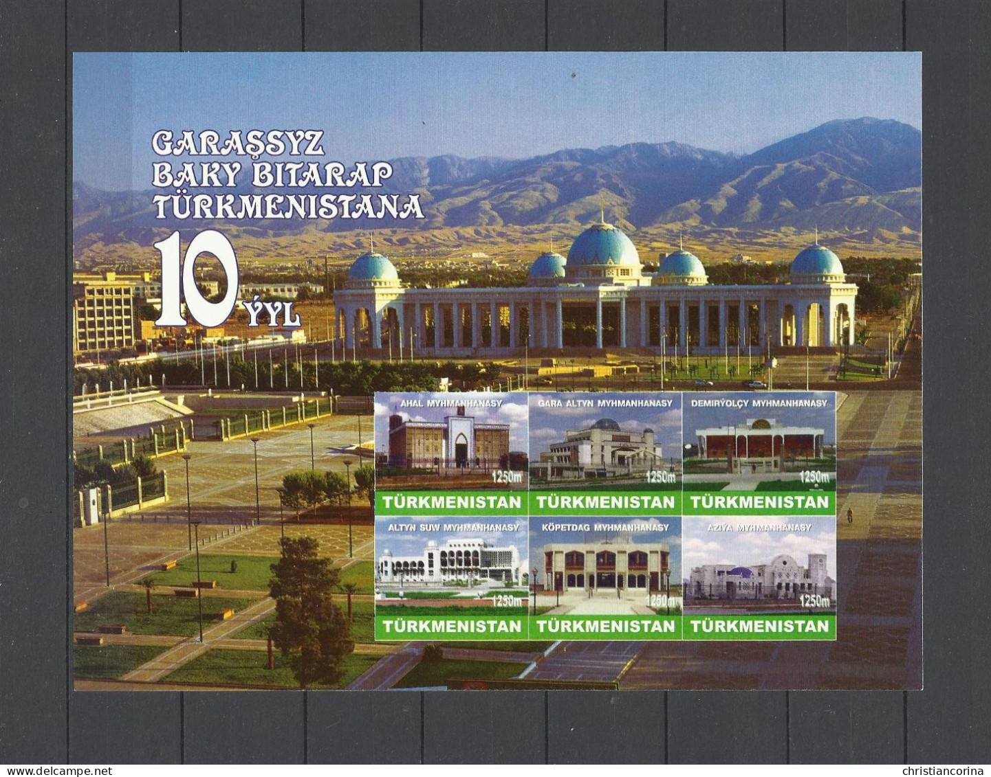 TURKMENISTAN 2001 10th ANNIVERSARY OF INDEPENDENCE - 7 MINISHEETS - Turkmenistán