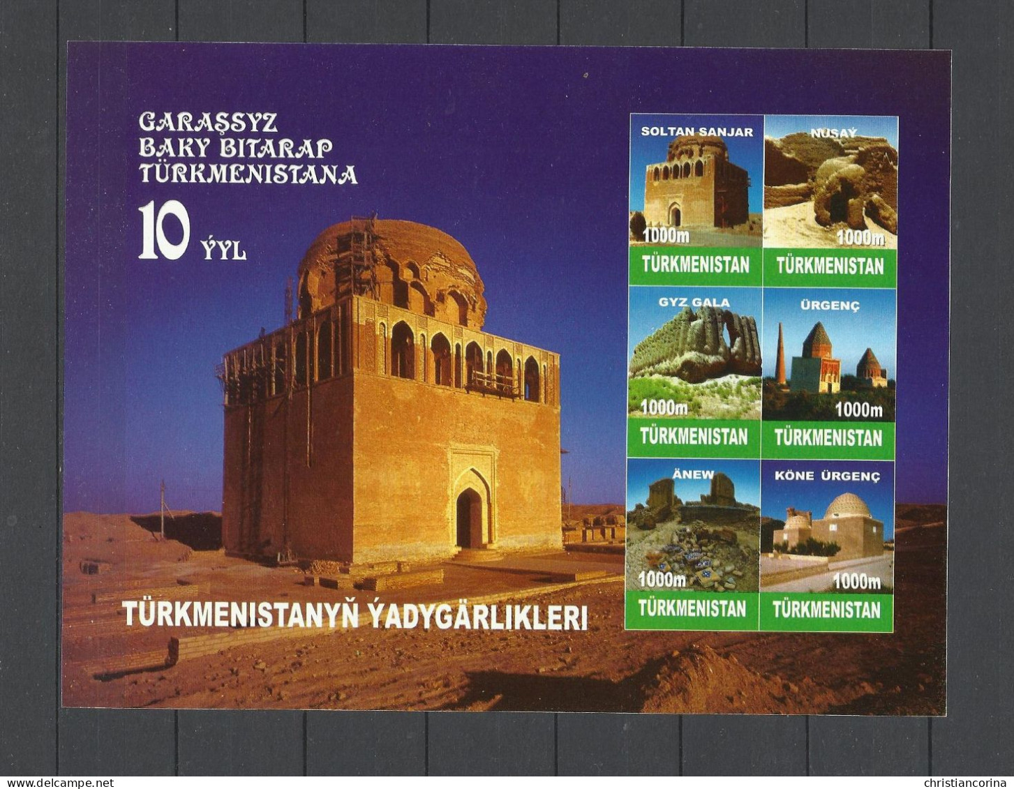 TURKMENISTAN 2001 10th ANNIVERSARY OF INDEPENDENCE - 7 MINISHEETS - Turkmenistan