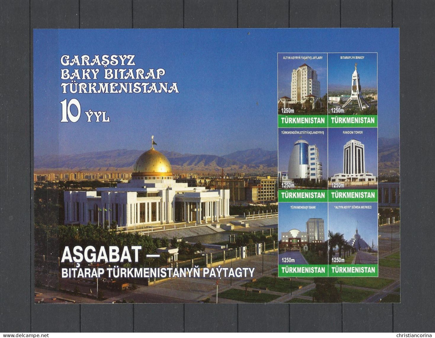 TURKMENISTAN 2001 10th ANNIVERSARY OF INDEPENDENCE - 7 MINISHEETS