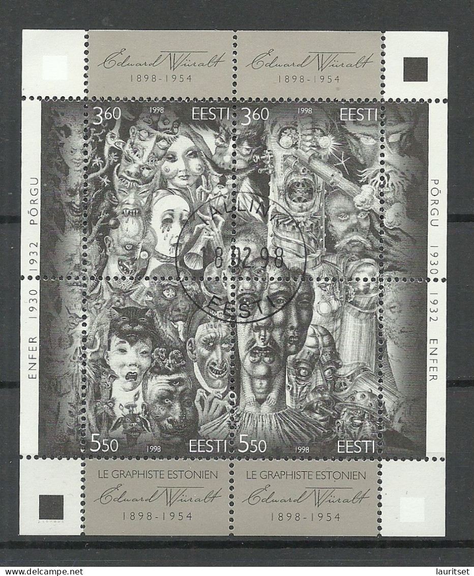 ESTLAND Estonia 1998 Michel 318 - 321 Kleinbogen Mi Block 12 Ed. Wiiralt Kunst Art O - Engravings