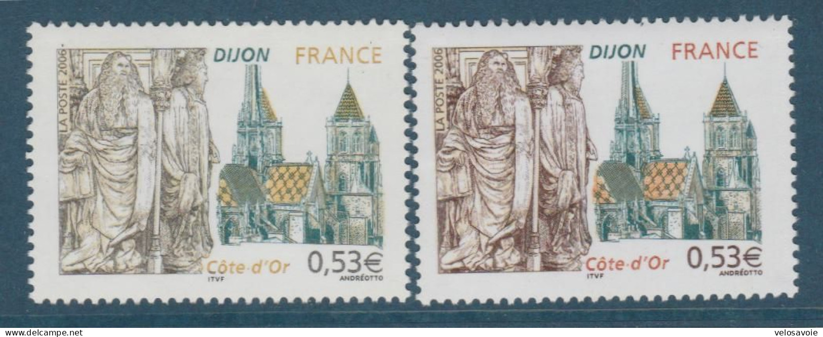 N° 3893a DIJON COULEUR BRUNE ABSENTE ** LIVRE AVEC NORMAL - Unused Stamps