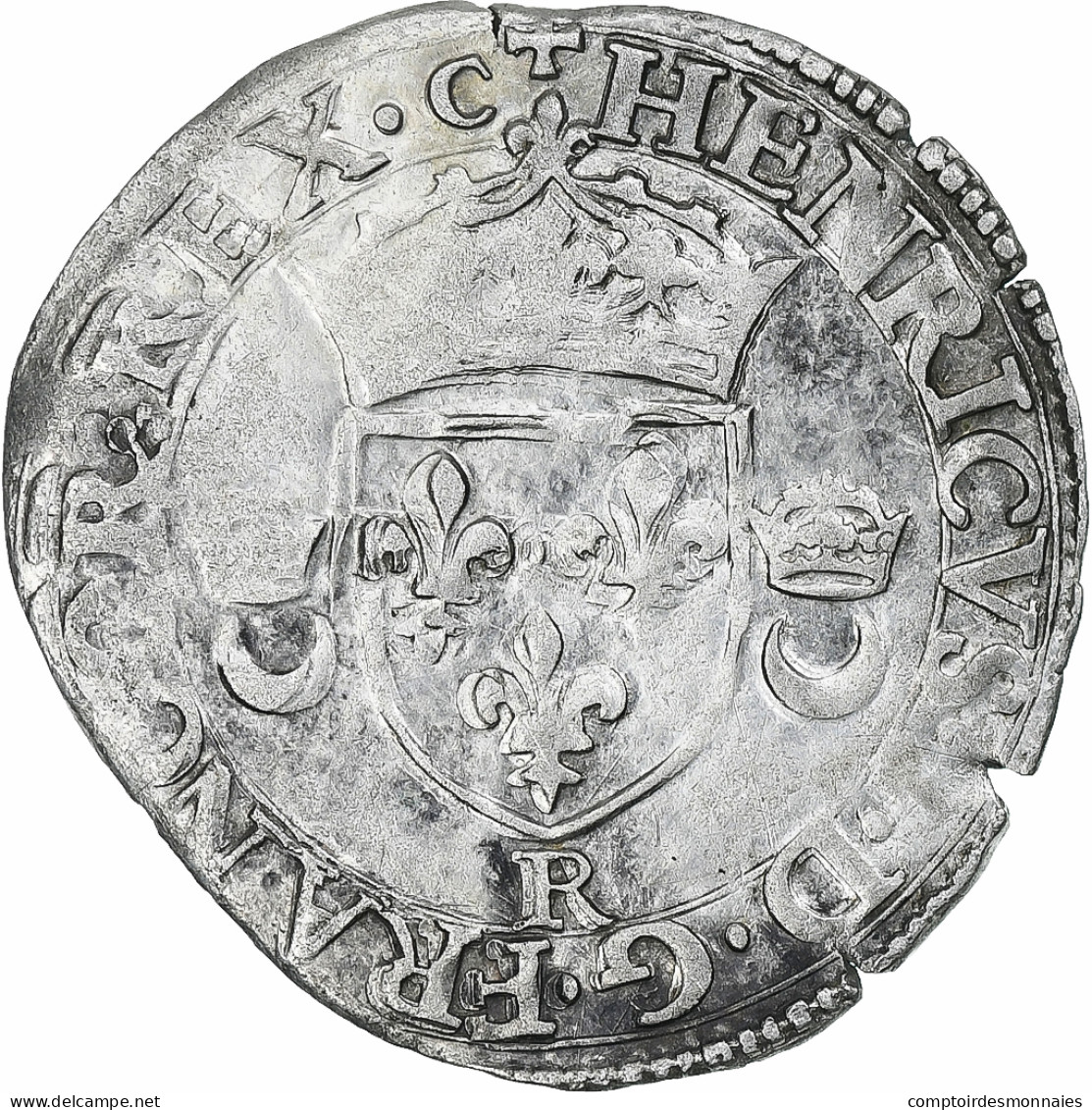 France, Henri II, Douzain Aux Croissants, 1550, Villeneuve-lès-Avignon, TTB - 1547-1559 Henry II