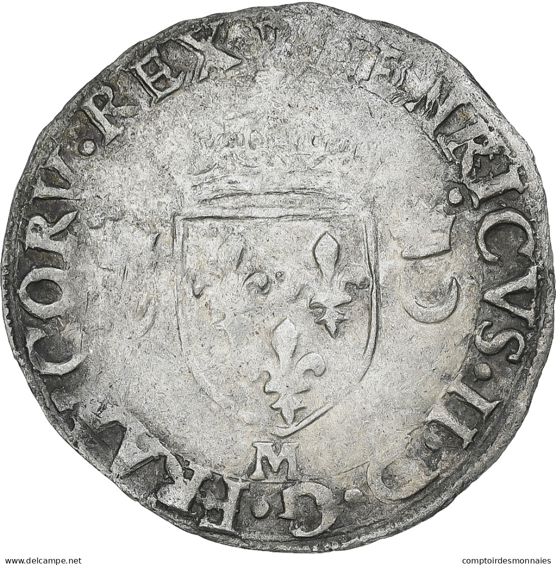 France, Henri II, Douzain Aux Croissants, 1556, Toulouse, TB+, Billon - 1547-1559 Henry II
