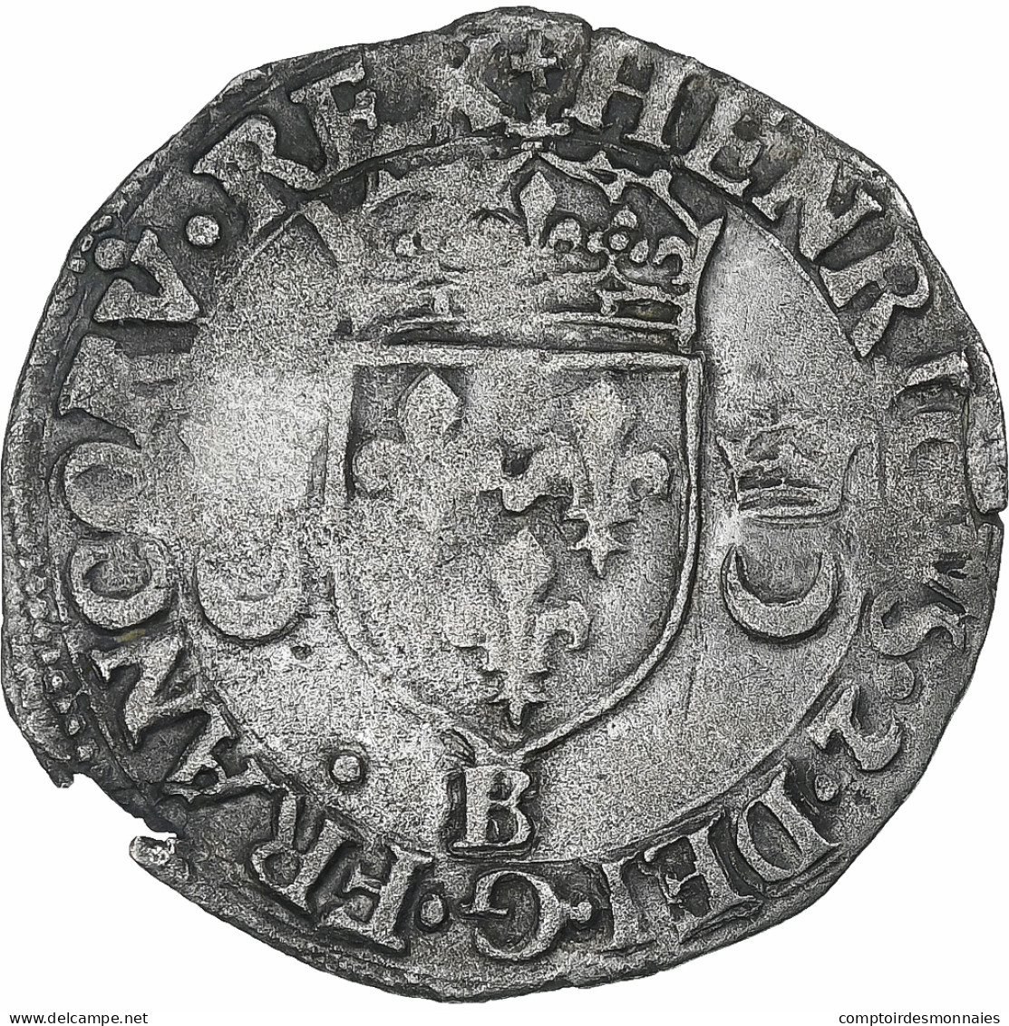 France, Henri II, Douzain Aux Croissants, 1551, Rouen, TTB, Billon, Gadoury:357 - 1547-1559 Enrique II