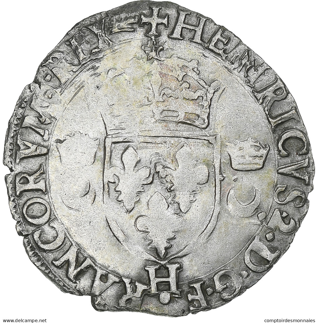 France, Henri II, Douzain Aux Croissants, 1559, La Rochelle, TB+, Billon - 1547-1559 Hendrik II