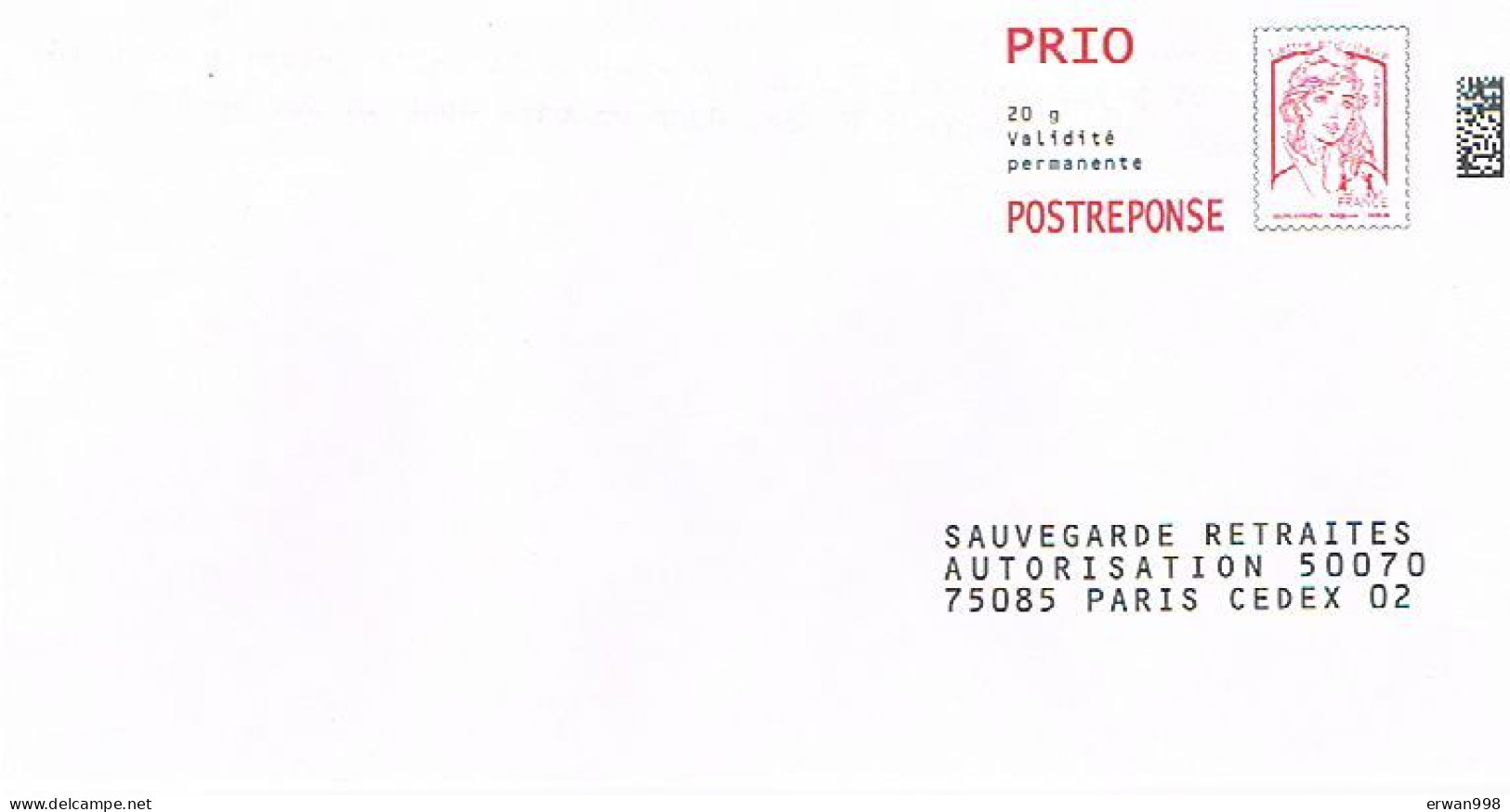 75 PARIS Postréponse SAUVEGARDE RETRAITE MARIANNE CIAPPA-KAWENA 14P264    (1270) - Prêts-à-poster:Answer/Ciappa-Kavena