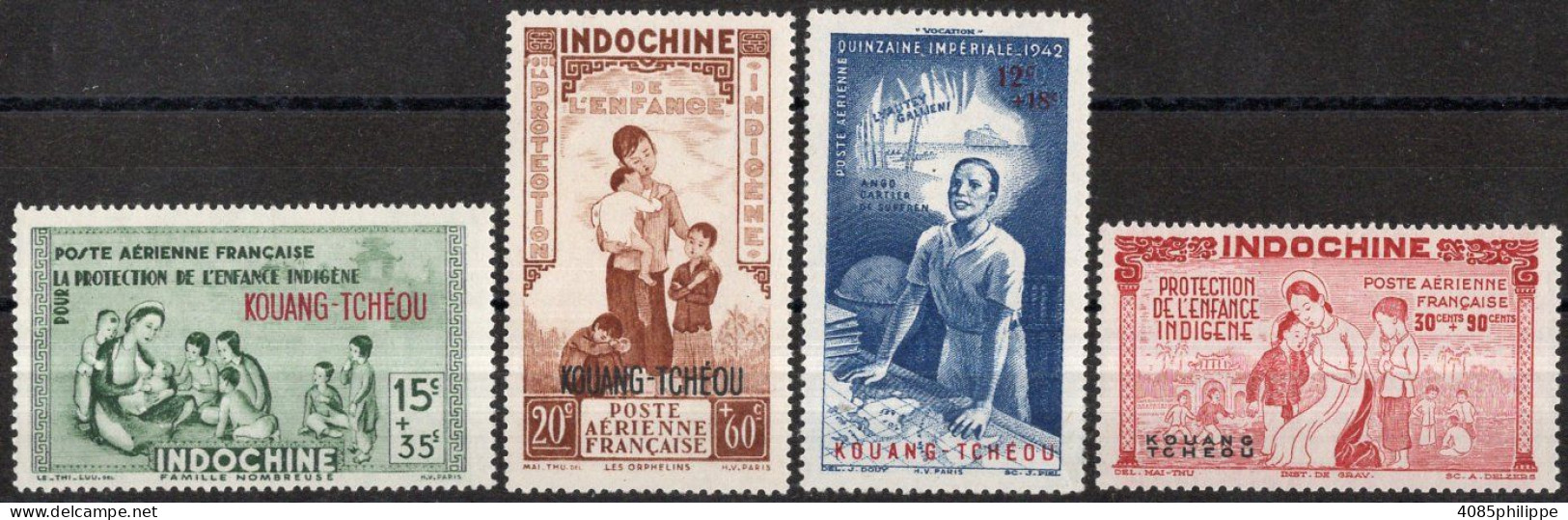 KOUANG TCHEOU Timbres-poste Aérienne N°1 à 4* Neufs Charnières ( N°1**) TB Cote : 6.50€ - Unused Stamps