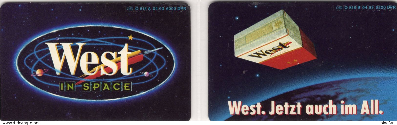 West Im All TK O 818A+B/1993 ** 90€ 6.000Expl.Zigaretten Im Weltraum-Bahnhof Baikonur Russia TC Space Phonecards Germany - Espacio